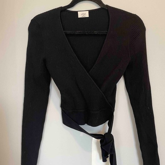 Aritzia Wilfred All Tied Up Longsleeve Sweater - Black - Size Medium - Picture 2 of 3